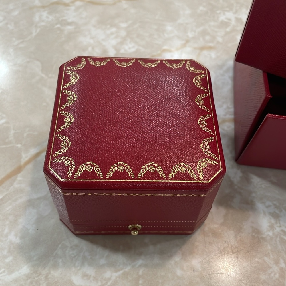 New Cartier Authentic Red embossed leather Ring Jewelry Box - Picture 5 of 5